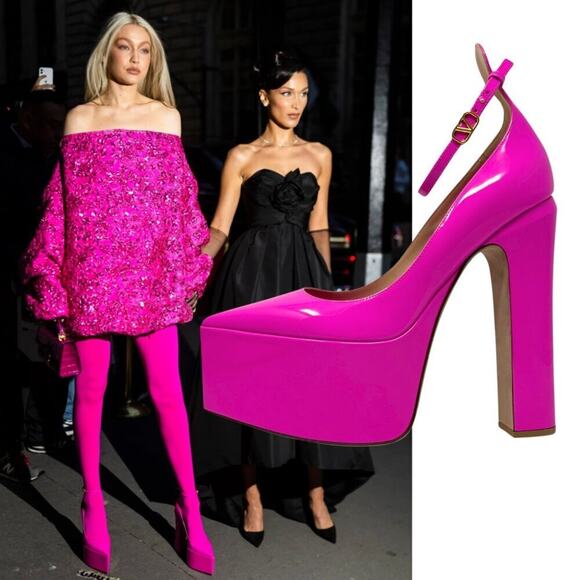 Valentino Garavani Pink Patent Leather VLogo Platform Pumps Size 38 - Picture 2 of 12